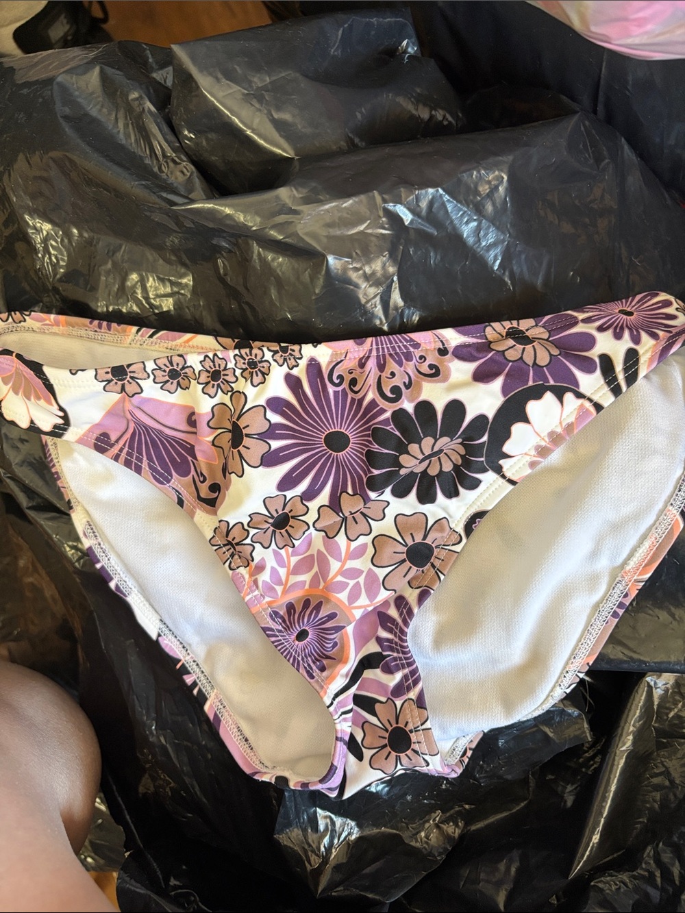 Salt + Cove Purple, Pink & Black Floral Bikini Bottom Small